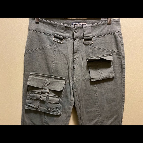 ✨BRAND NEW✨ KHAKI FLARED CARGO PANTS EARLY 2000's - Picture 3 of 10